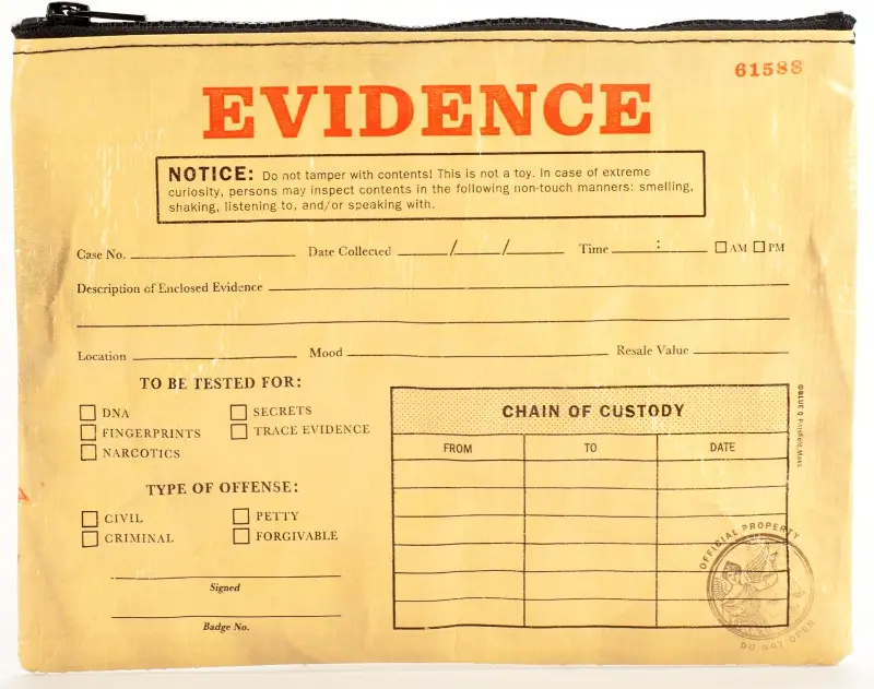 Evidence zipper pouch by Blue Q