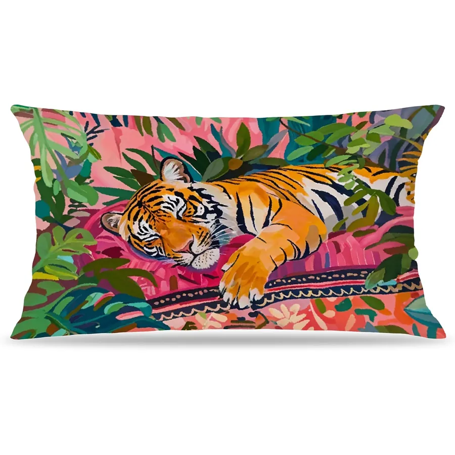 Funky tiger pillow cover by awdschkj