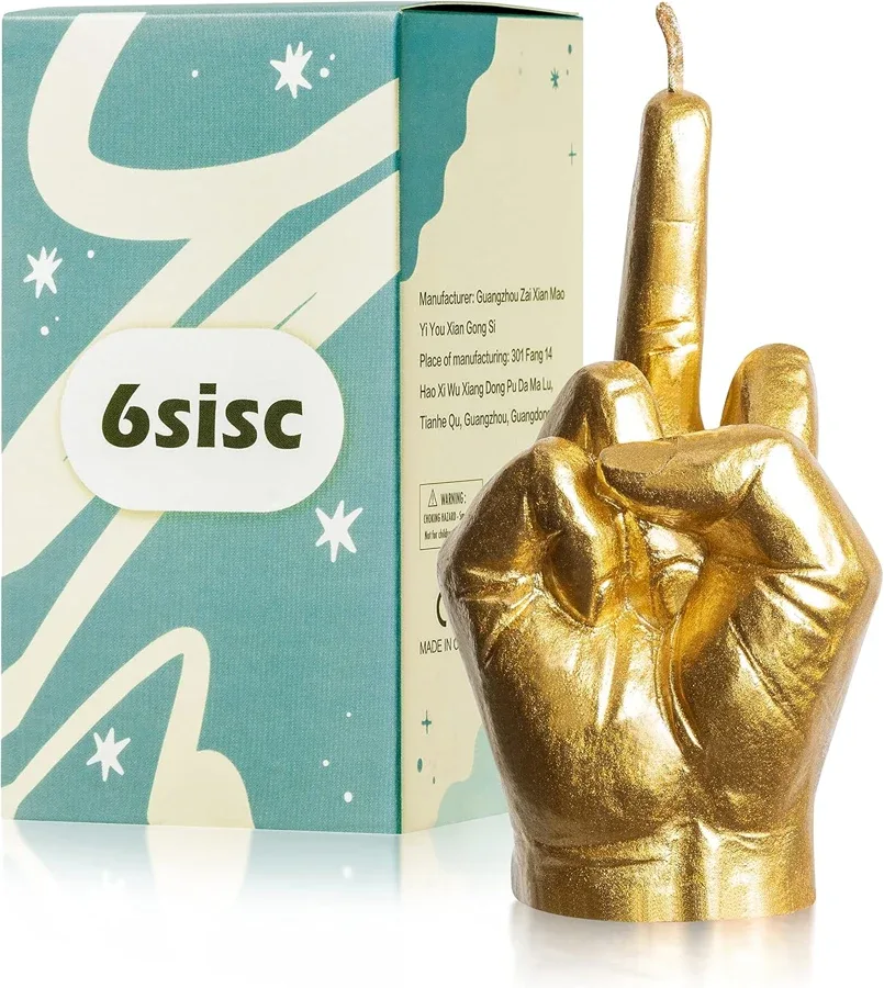 Gold middle-finger candle by 6sisc