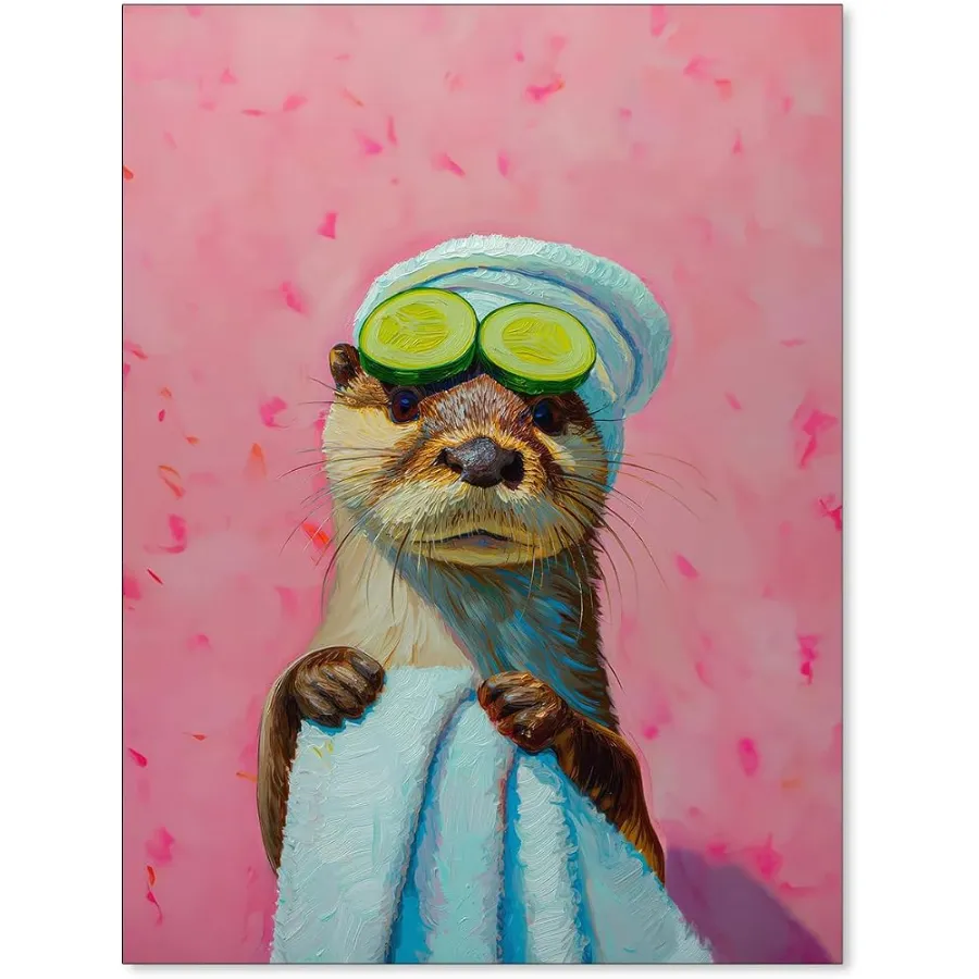 Pink sea otter print by Jefuzh