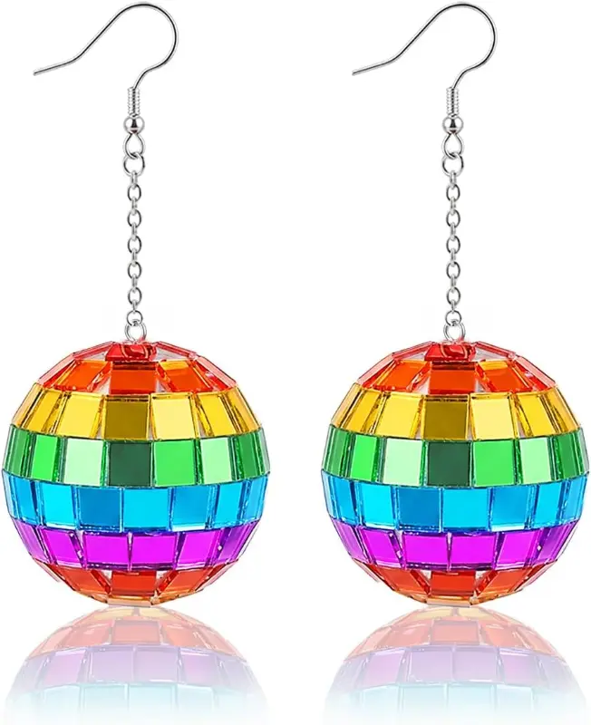 Rainbow disco ball earrings by Dadimorni