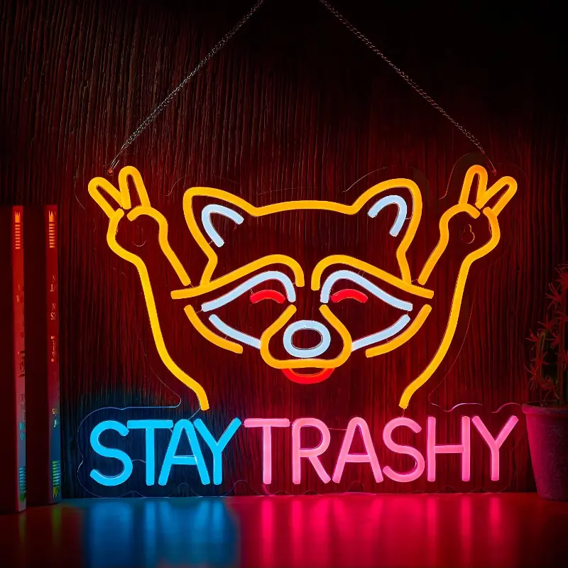 Stay Trashy raccoon neon sign by NEONLAND