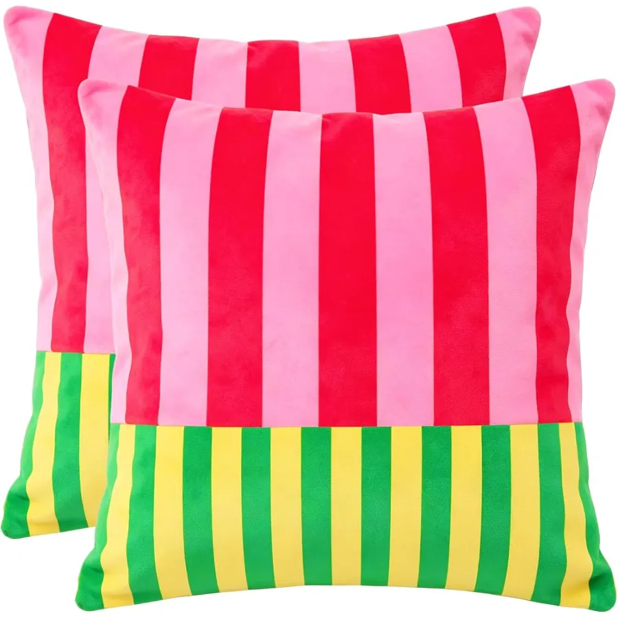 Velvet stripe pillow covers by Pecfamly