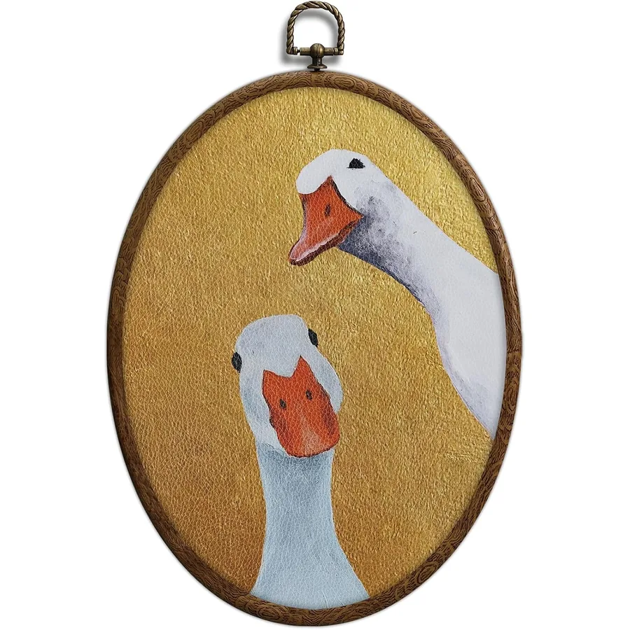 Vintage goose oval art by QKX