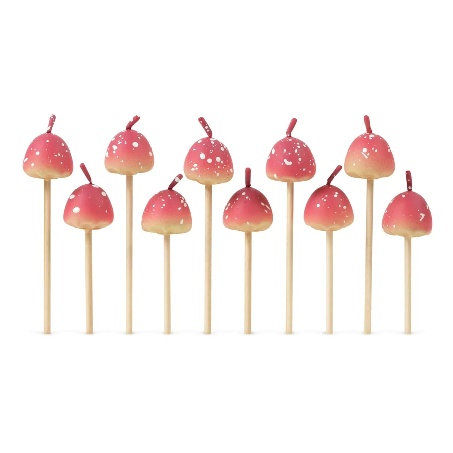 Mushroom birthday candles by Fred