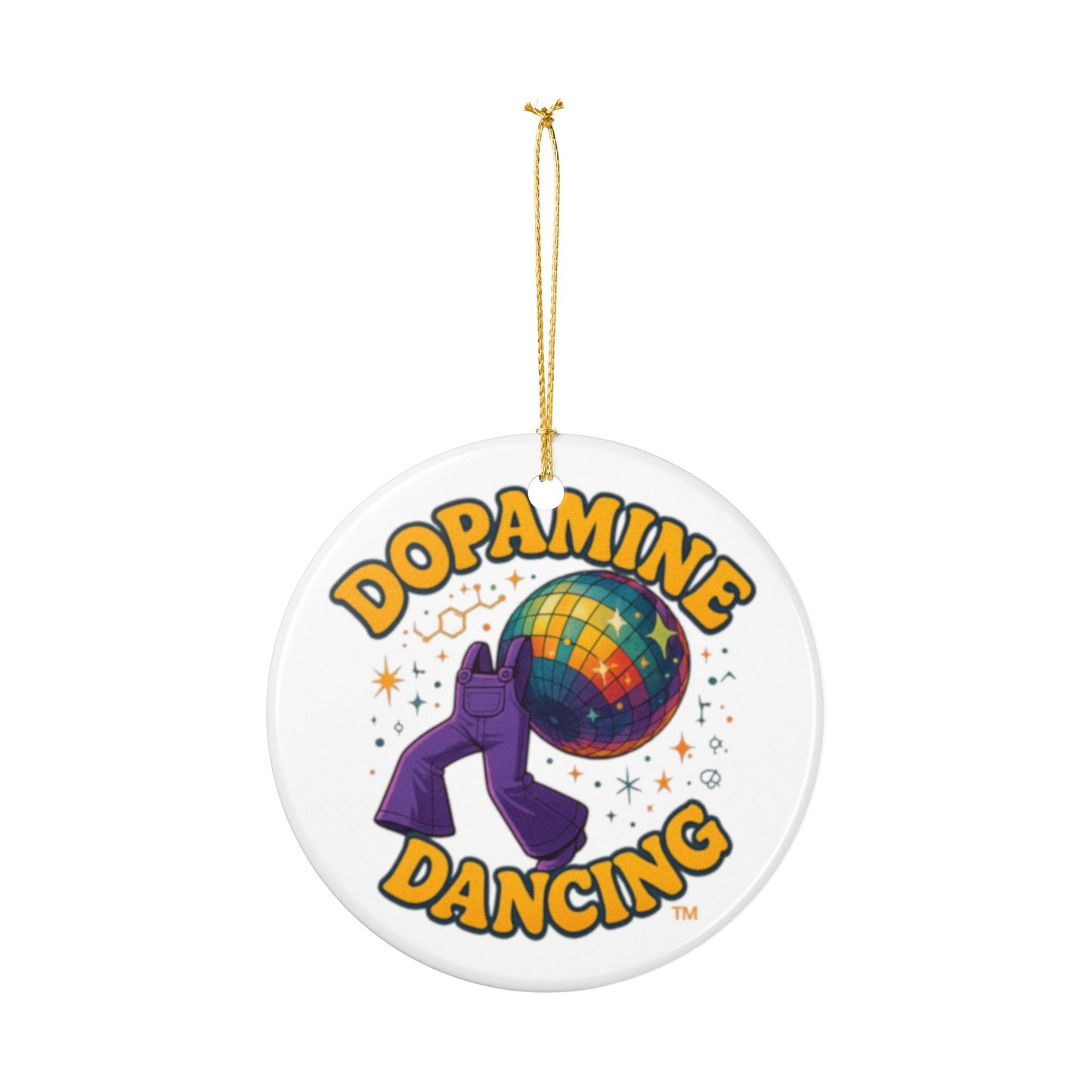 Dopamine Dancing Joyful Ceramic Ornaments for Holiday Cheer, Christmas Tree Decor, Unique Gifts, Festive Home Accents, 2-Sided Print