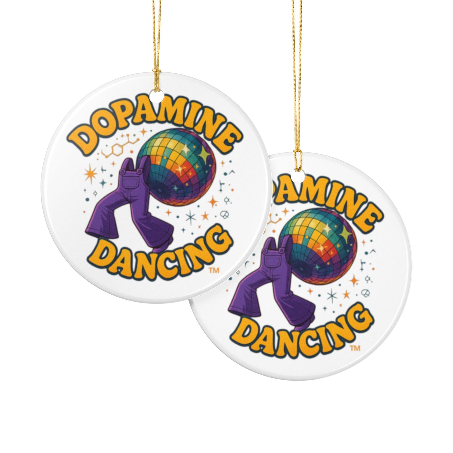 Dopamine Dancing Joyful Ceramic Ornaments for Holiday Cheer, Christmas Tree Decor, Unique Gifts, Festive Home Accents, 2-Sided Print