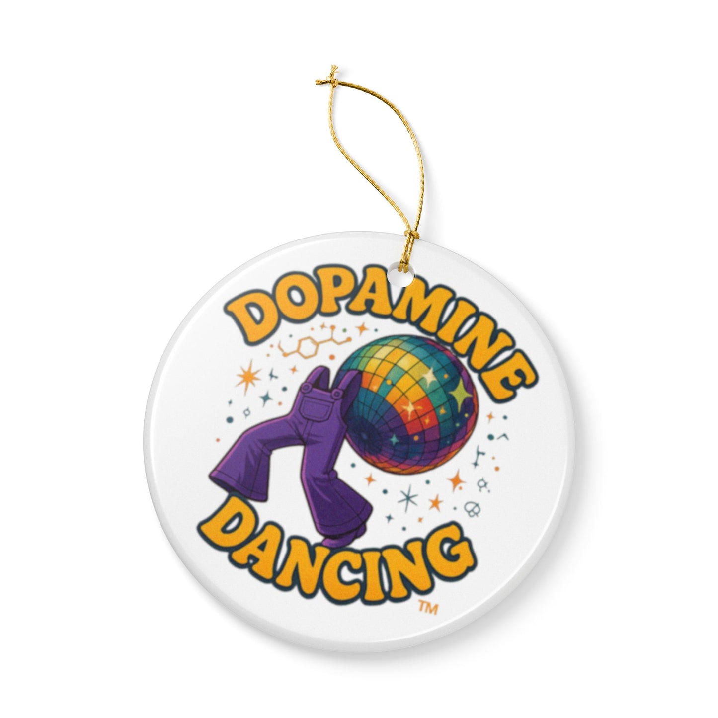 Dopamine Dancing Joyful Ceramic Ornaments for Holiday Cheer, Christmas Tree Decor, Unique Gifts, Festive Home Accents, 2-Sided Print