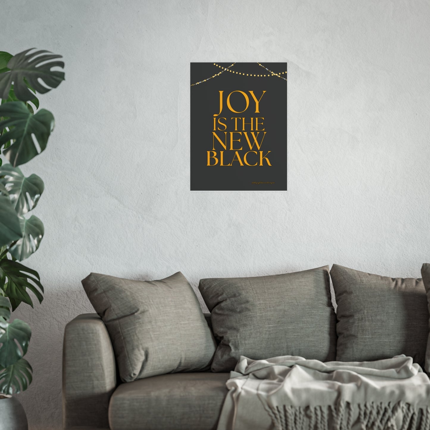 Poster - 18x24 Matte 'Joy is the New Black' Gold Text on Black Background