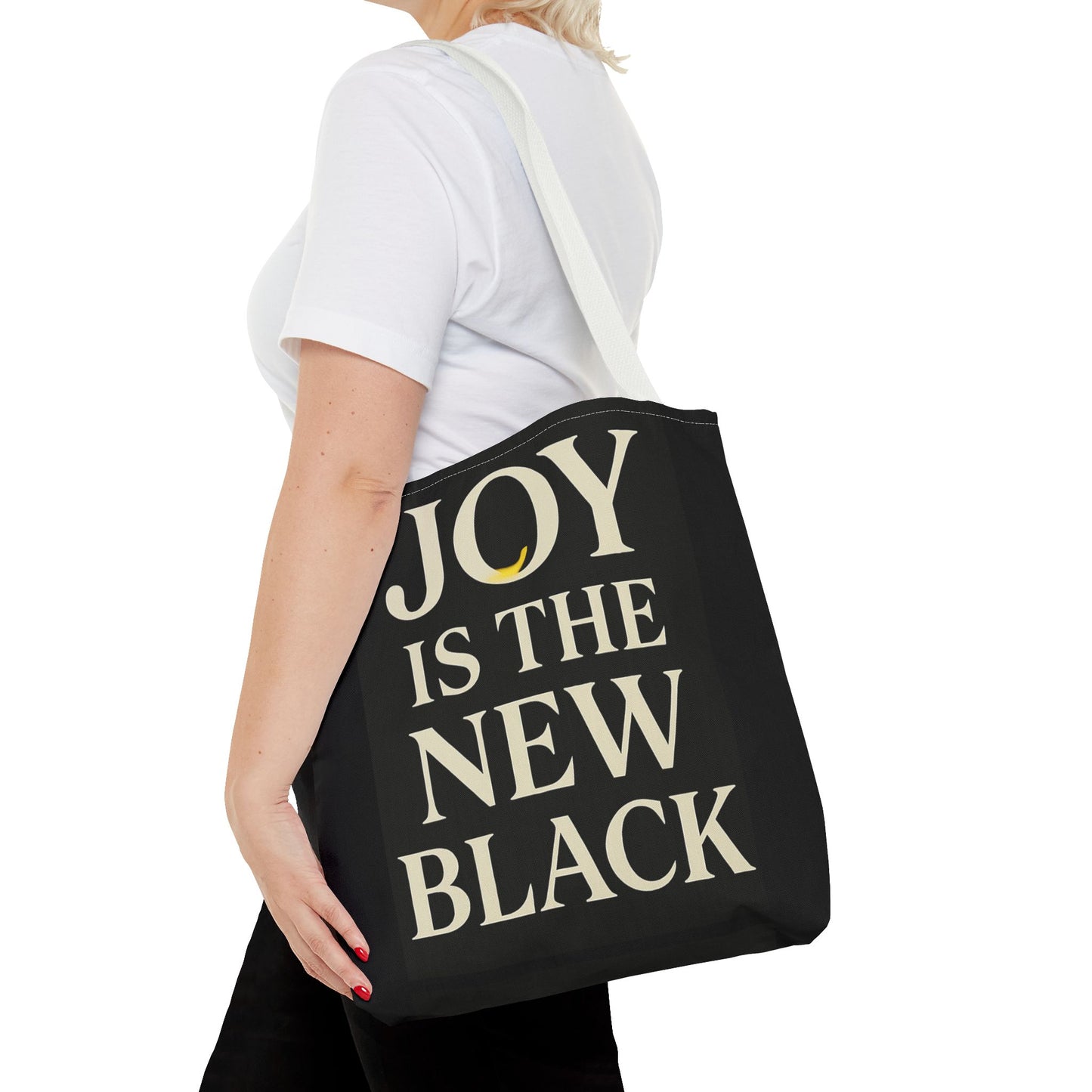 Joy is the new Black Tote Bag, Fun Tote for Music Lovers, Festival Bag, Gift for Dancers, Shopping Bag, black