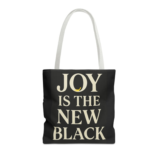 Joy is the new Black Tote Bag, Fun Tote for Music Lovers, Festival Bag, Gift for Dancers, Shopping Bag, black