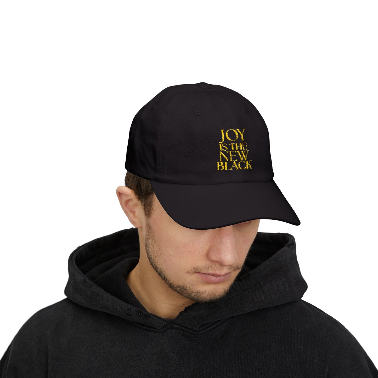 JOY is the New Black Classic Embroidered Dad Cap - Unisex Casual Hat, Perfect Gift for Father's Day, Stylish Accessory, Everyday Wear, Fun and Unique Design