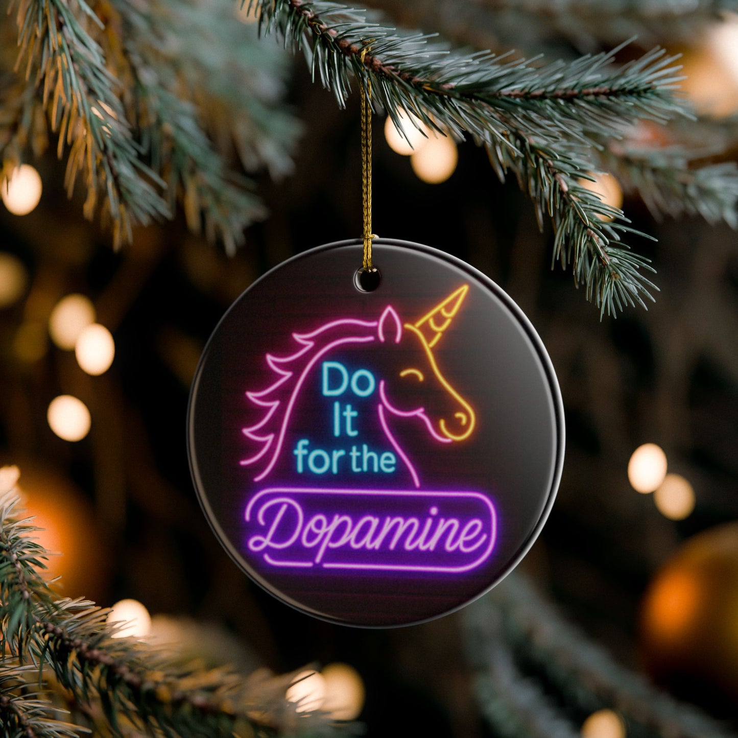 Do It for The Dopamine Joyful Ceramic Ornaments for Holiday Cheer, Christmas Tree Decor, Unique Gifts, Festive Home Accents, 2-Sided Print