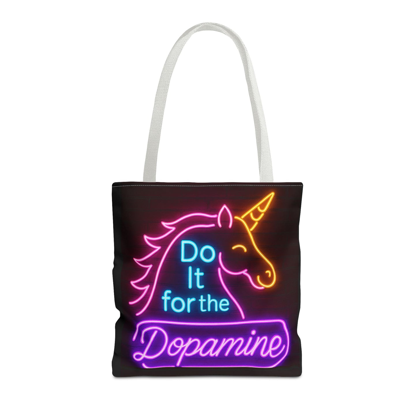 Do It For The Dopamine Tote Bag, Fun Tote for Music Lovers, Festival Bag, Gift for Dancers, Colourful Shopping Bag, black