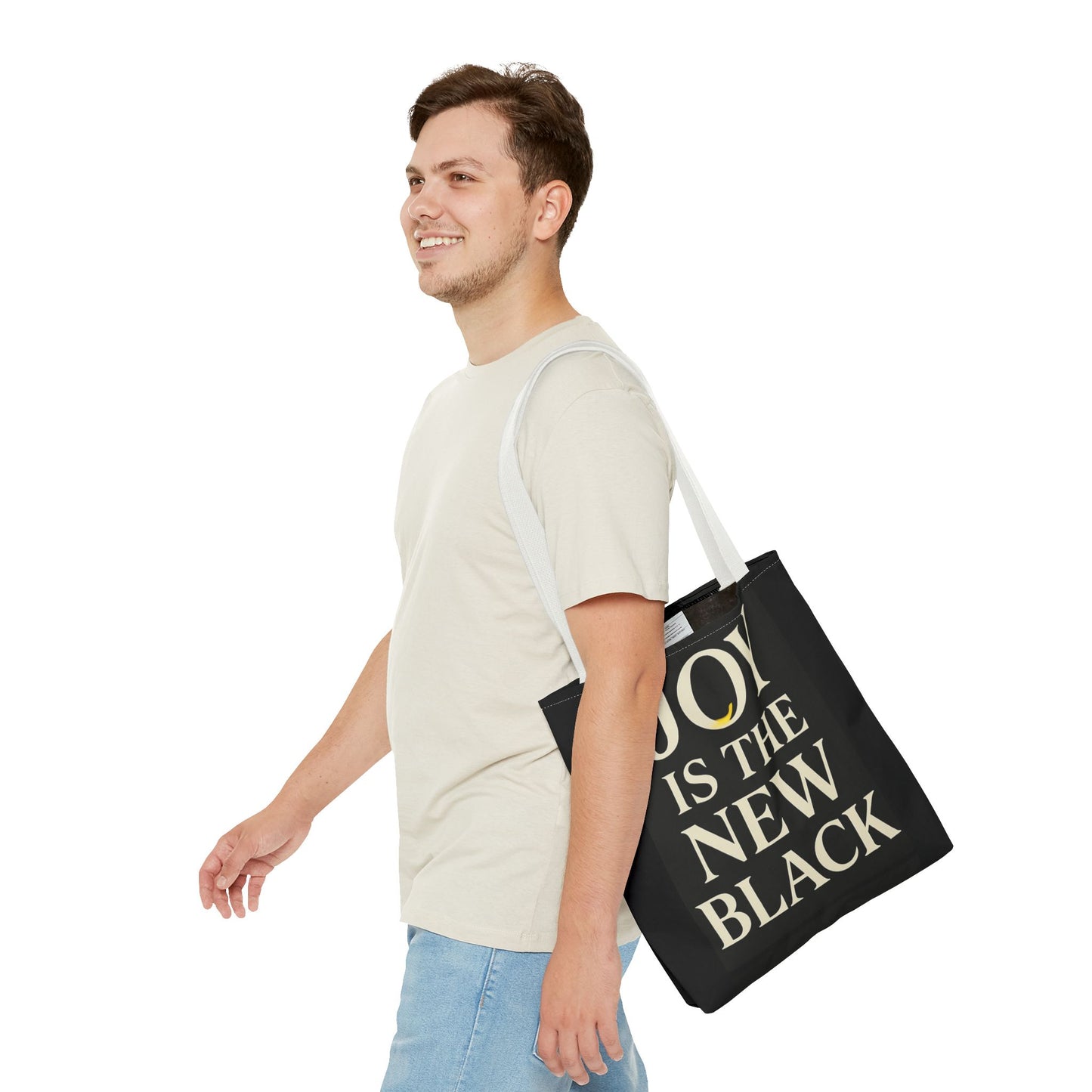 Joy is the new Black Tote Bag, Fun Tote for Music Lovers, Festival Bag, Gift for Dancers, Shopping Bag, black