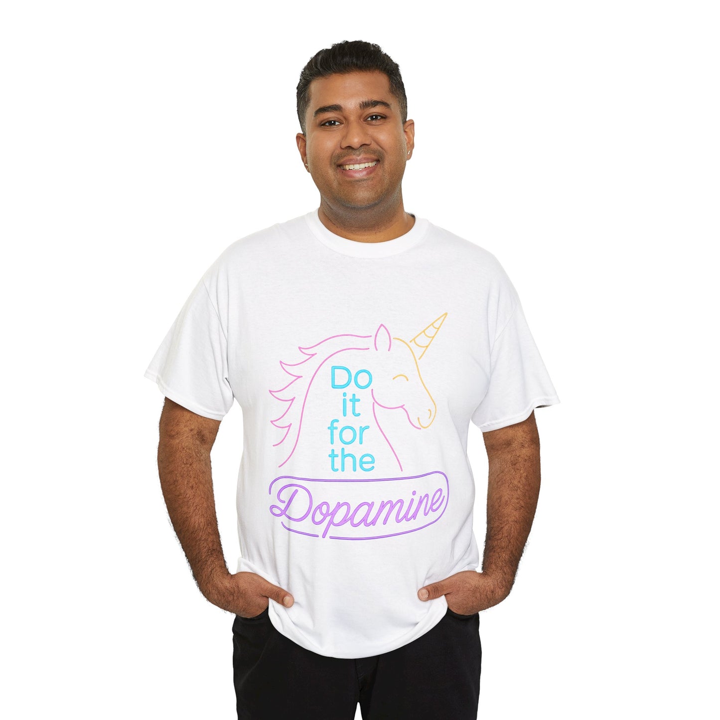 Neon Unicorn Tee - White Unisex Heavy Cotton
